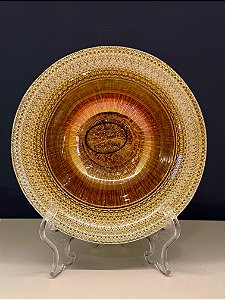 Bowl - Turquia - Vitral - Pintado á mão - Grande - Marrom e Dourado
