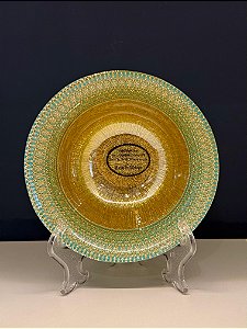 Bowl - Turquia - Vitral - Pintado á mão - Grande - Turquesa e Dourado