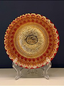 Bowl - Turquia - Vitral - Pintado á mão - Grande - Vermelho e Dourado