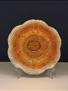 Bowl - Turquia - Vitral - Pintado á mão - Grande - Laranja e Dourado
