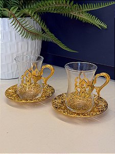 Copo Turco - Pares - Vidro Turquia - Dourado