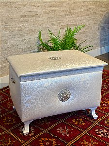 Banco Baú - Decorativo - Branco Perolado