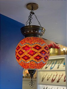 Luminária de Teto Turca Vermelha e Laranja GG