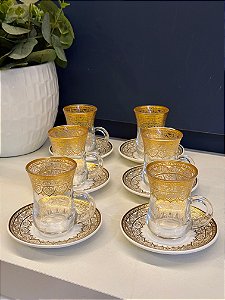 Jogo Copo Modelo Turco - Conjunto - 6pcs - Dourado