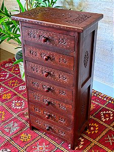 Gaveteiro - Madeira Entalhada - 7 Gavetas