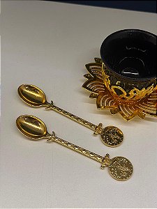 Par de Colheres - Turcas - Metal - Dourado