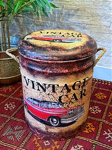 Banco Cesto Decorativo Vintage Car 44cm
