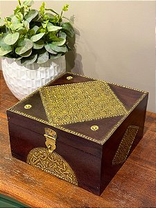 Caixa Decorativa - Porta Joias - Madeira - Marchetaria - 23X23