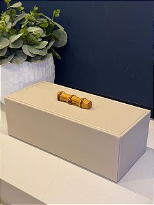 Caixa Decorativa - Couro Sintético - Off White - 30X13