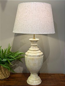 Abajur de Osso - Com Cúpula de Linho