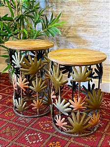 Par de Mesas - Madeira e Ferro - Colorido