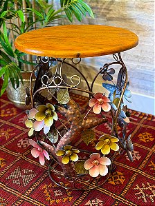 Mesa - Madeira e Ferro - Flores - Colorido