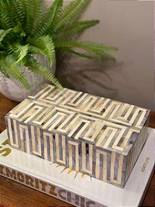 Caixa Decorativa - Osso - Cinza - 25X15
