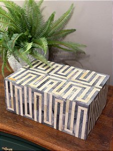 Caixa Decorativa - Osso - Cinza - 30X20