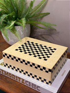 Caixa Decorativa - Osso - Bege e Preto  - 24X19