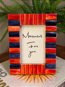 Porta Retrato - Foto 10X15 - Osso - Vermelho e Azul