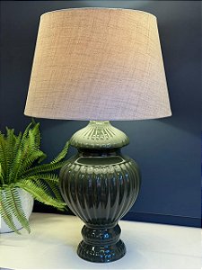 Abajur - Cerâmica - Verde com Cúpula