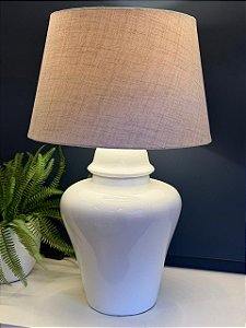 Abajur - Cerâmica - Branco com Cúpula