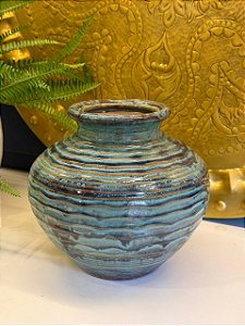 Vaso Cerâmica Turquesa 23CM