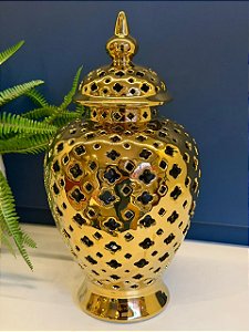 Potiche Cerâmica Dourado 37,5CM