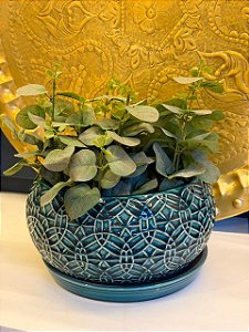 Cachepot em Cerâmica - Verde - 24CM