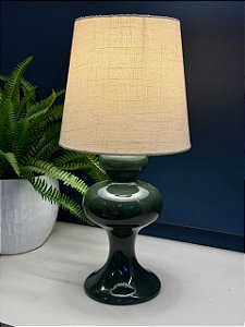 Abajur - Cerâmica - Verde Escuro com Cúpula