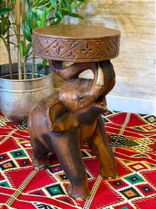 Banco - Elefante - Madeira Maciça - 52cm