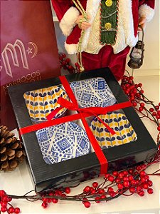 Kit 4 Bowls - Cerâmica - Azul e Amarelo