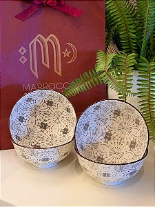 Kit 4 Bowls - Cerâmica - Cinza e Branco