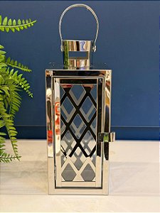 Lanterna - Metal - Prata - 26CM