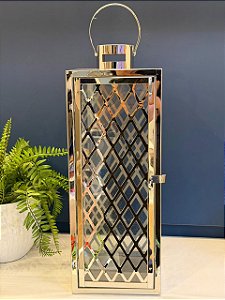 Lanterna - Metal - Prata - 46CM