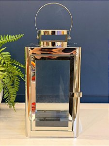 Lanterna - Metal - Prata - 33CM
