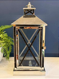 Lanterna - Metal - Prata - 45CM