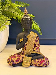 Buda - Resina - Preto, Roxo e Dourado
