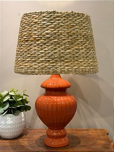 Abajur - Cerâmica - Terracota com Cúpula de Palha