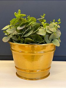 Cachepot em Alumínio - Martelado - Dourado - 24CM