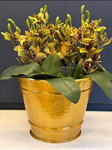 Cachepot em Alumínio - Dourado - 27CM