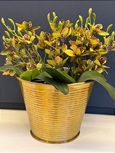 Cachepot em Alumínio - Dourado - 27CM