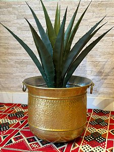 Cachepot em Alumínio - Martelado - Dourado - 39CM