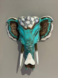 Cabeça De Elefante - Madeira - Verde