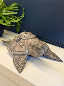 Tartaruga Esculpida - Madeira - Marrom