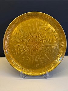 Prato de Parede - Relevo - Metal - Dourado - 38CM