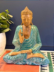 Buda - Madeira - Verde e Marrom - 27CM