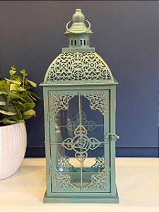 Lanterna - Metal e Vidro - Verde - 43CM