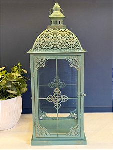Lanterna - Metal e Vidro - Verde - 55CM