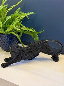Escultura Pantera - Decorativa - Resina - Preto