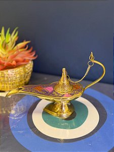 Lâmpada Mágica - Metal - Dourado e Roxa - 15,5CM