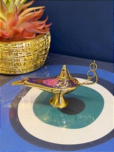 Lâmpada Mágica - Metal - Dourado e Roxa - 8CM