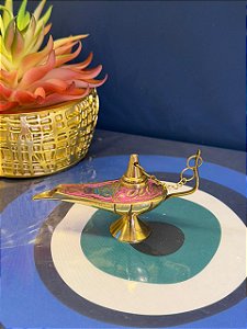 Lâmpada Mágica - Metal - Dourado e Rosa - 8CM