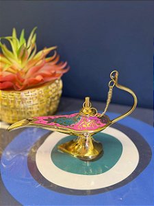 Lâmpada Mágica - Metal - Dourado e Rosa - 13CM